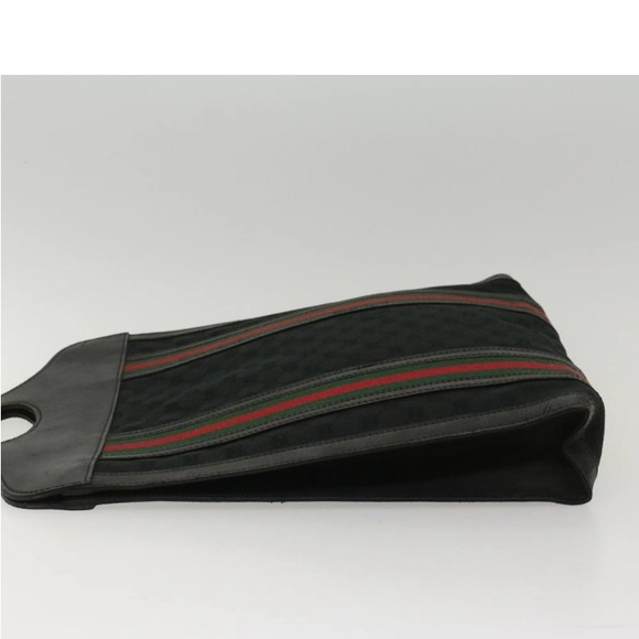 GUCCI GG CANVAS WEB SHERRY LINE TOTE PREOWNED Black/Red/Green - Picture 4 of 15